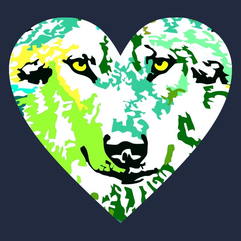 Wolf Herz bunt