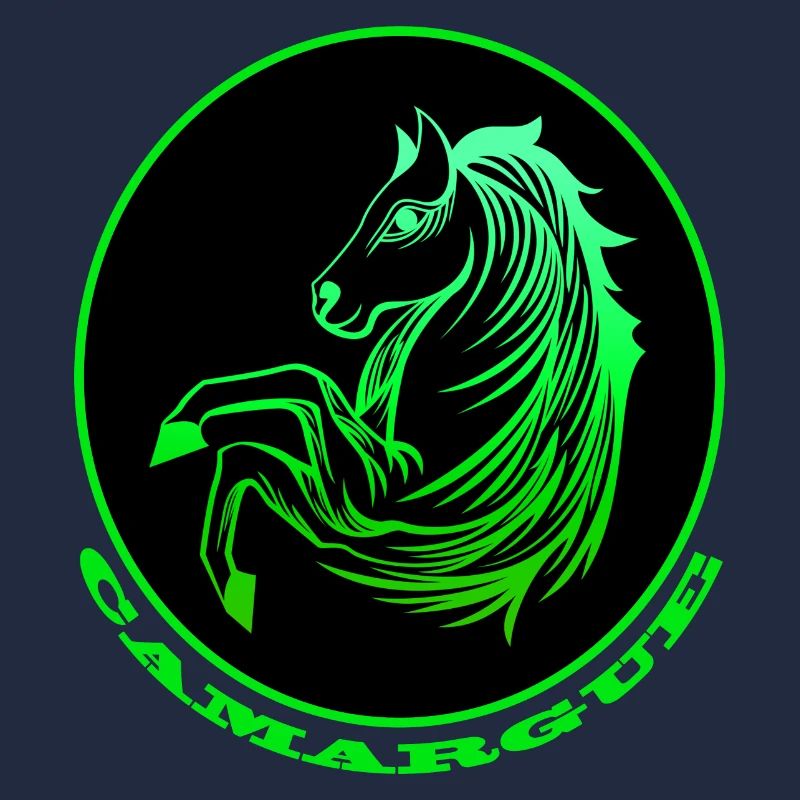 Neongrünes Camargue-Pferd