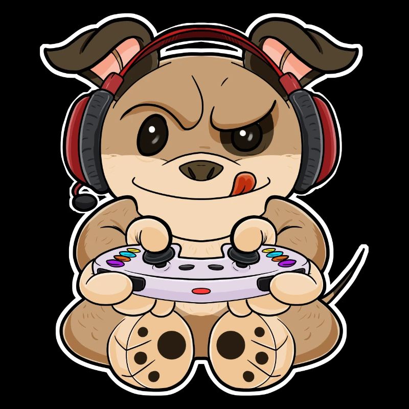Puppy Dog With Gaming Controller I Funny Gaming I