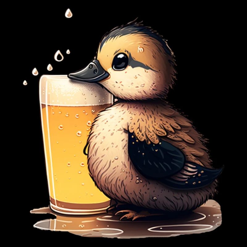 Mignon bébé canard avec de la bière