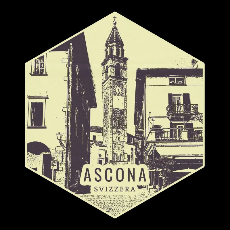 Ascona City Scene Vintage Stamp