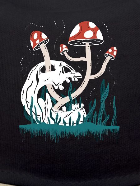 Skull and mushrooms