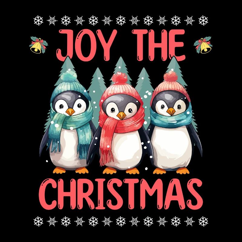 Pingouins de Noël écharpe chapeau arbre de Noël mignon