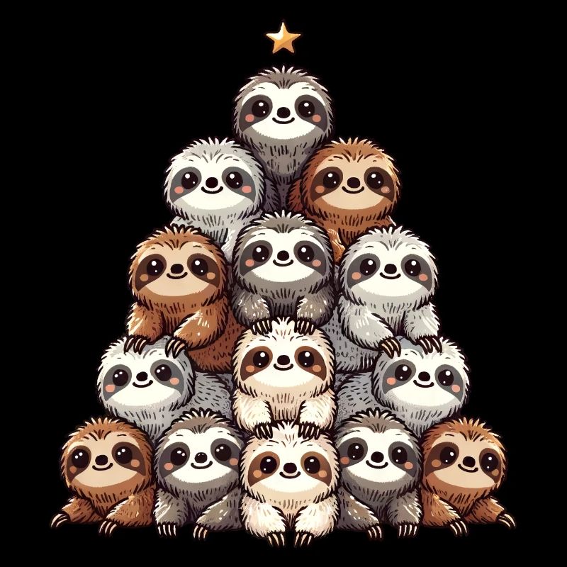 Faultier Weihnachtsbaum Muster