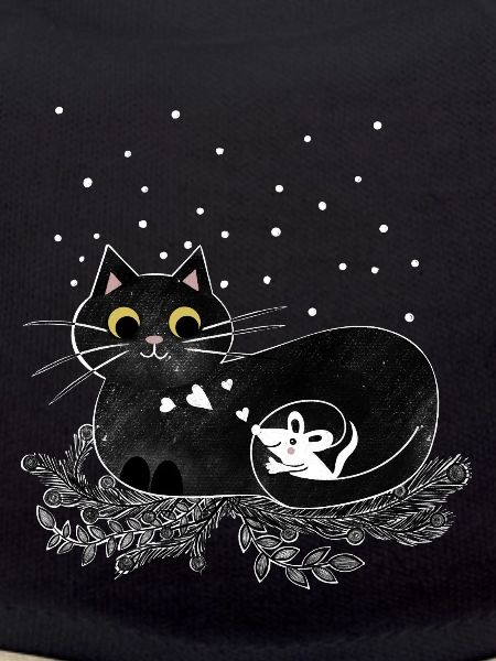 Cat Mouse Winter Illustration