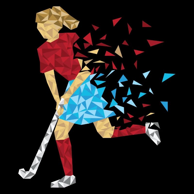 Hockeyspielerin rot hellblau