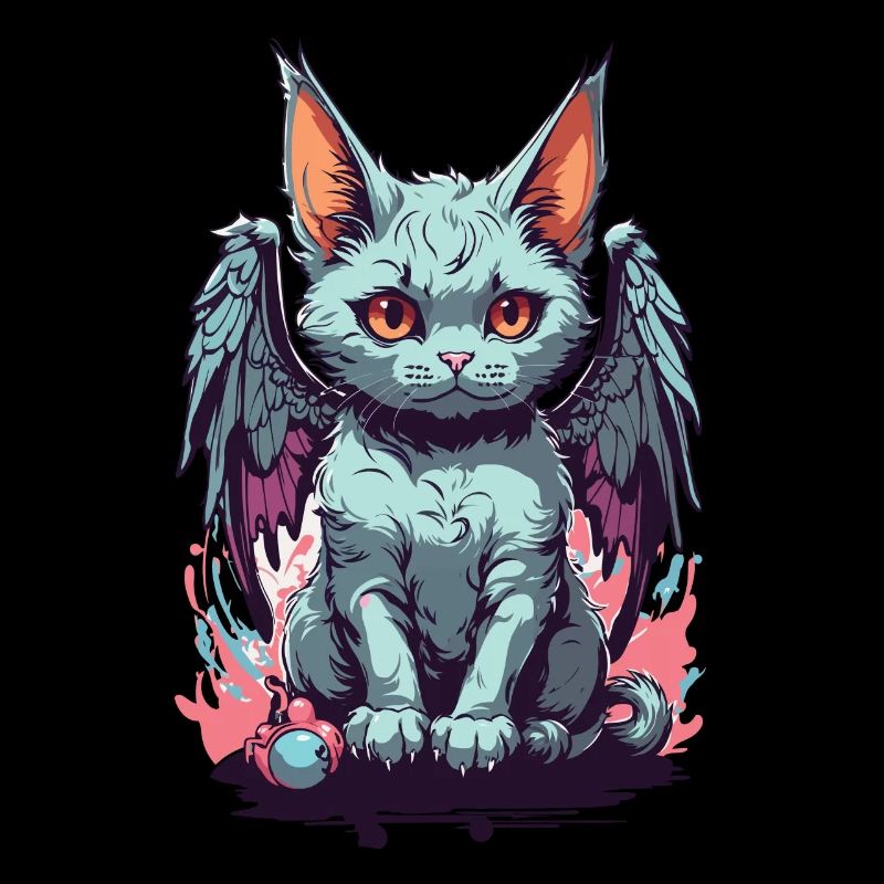 Gothic Dämonen Katze Pastell Vintage Design