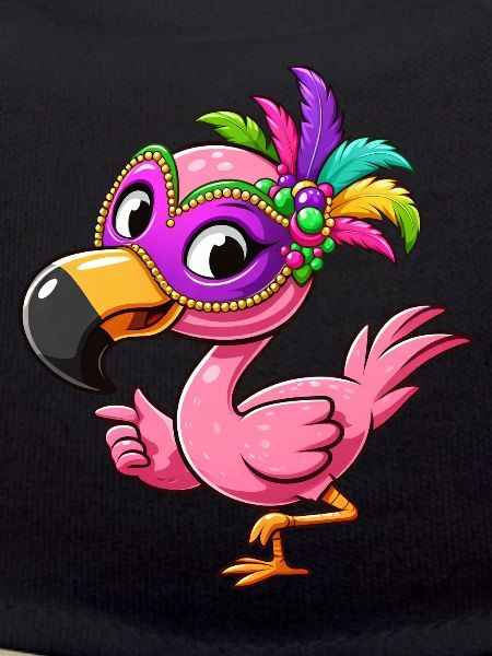 Mardi Gras Comic Flamingo