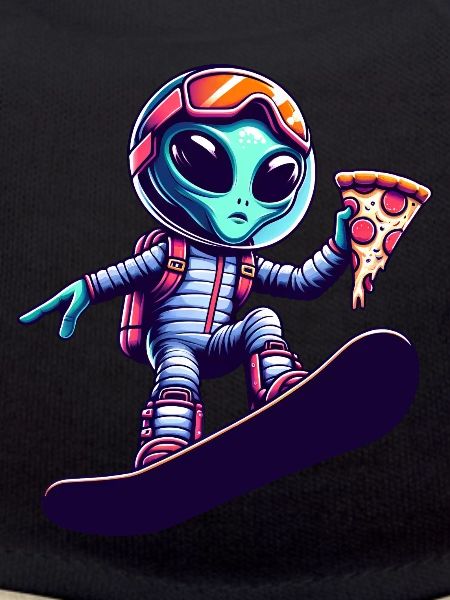 Alien Snowboard Pizza Fun