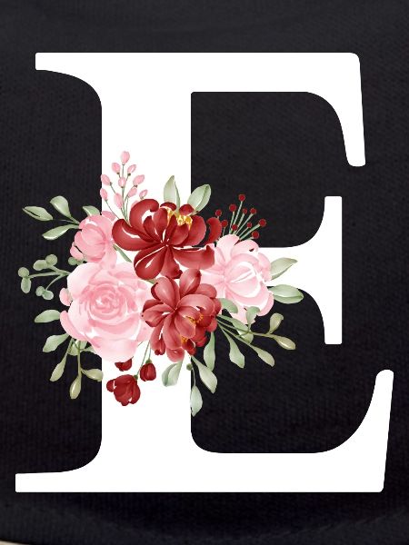 Lettre e floral rouge