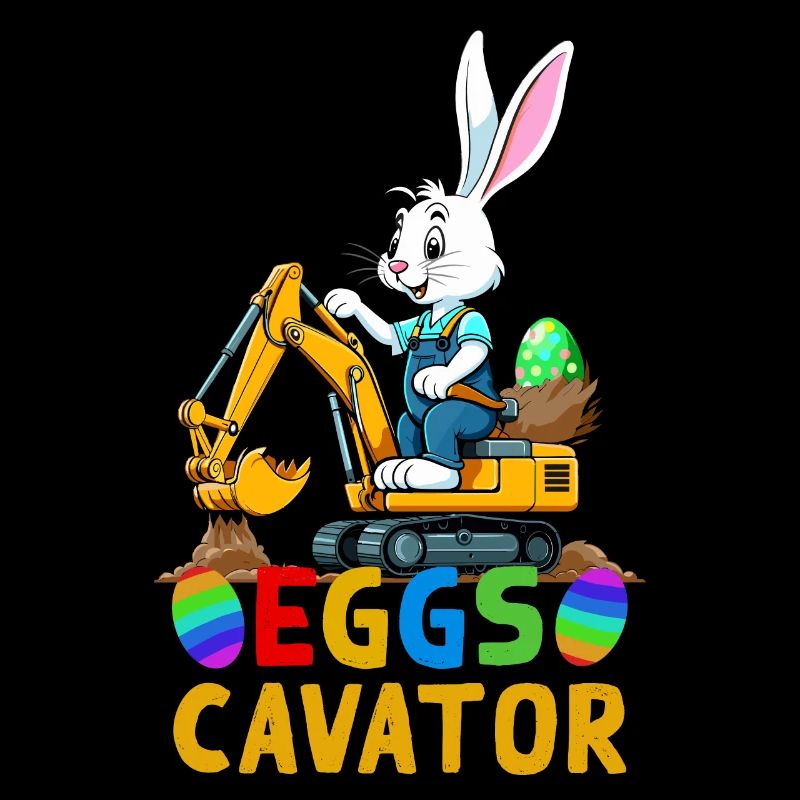 Funny Easter Saying Easter Bunny Excavator Driver