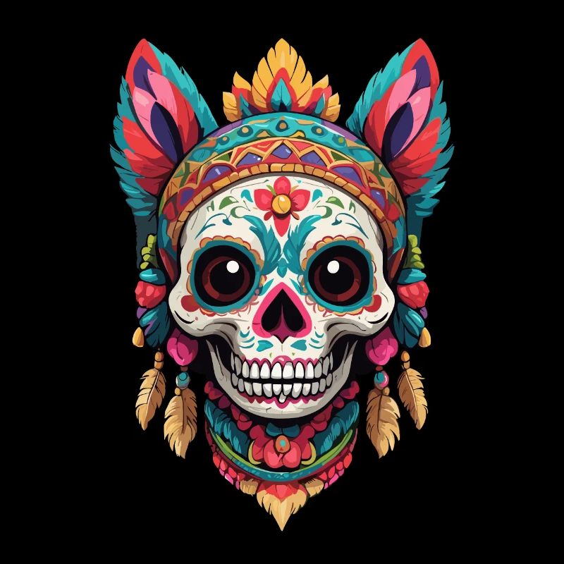 Iconic Sugar Skull Mexico Cat Aesthetic