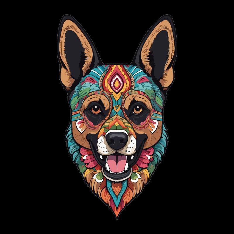 German Shepherd Dia De Muertos Sugar Skull Design