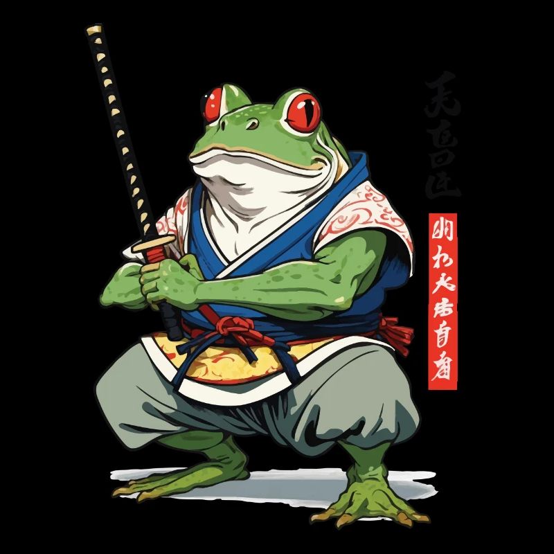 Samurai Frosch Vintage Ukiyo-e Stil Japan Style