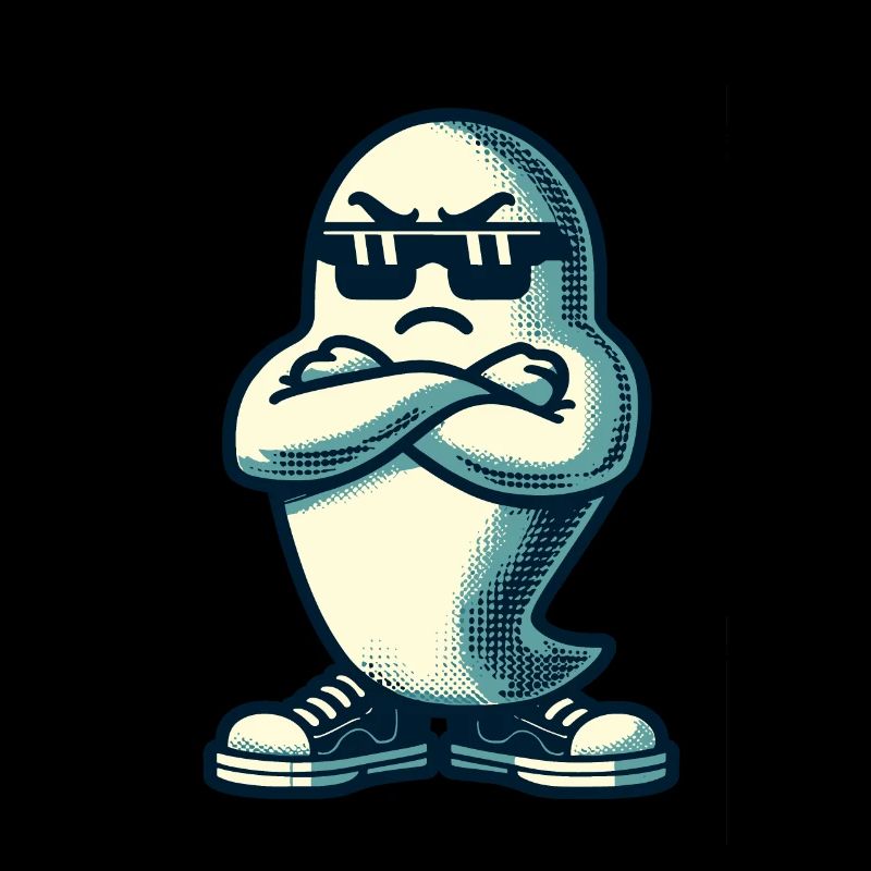 Cool Ghost Vintage Art Style Funny Halloween