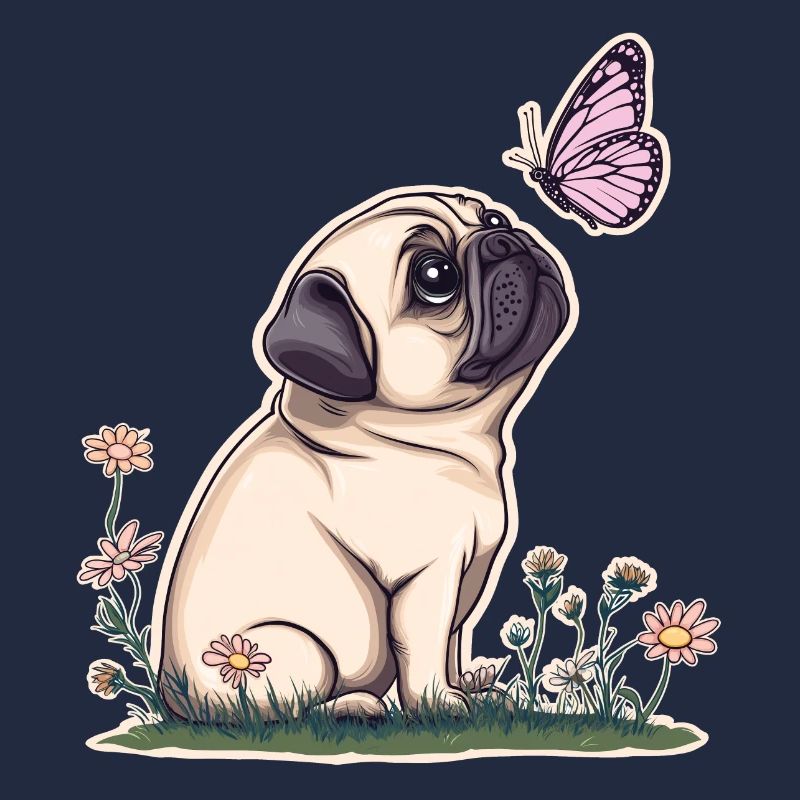 Mops mit Schmetterling