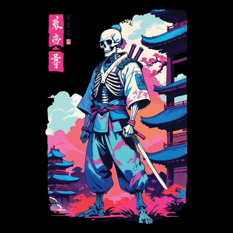 Oni Skeleton Samurai Vaporwave Esthétique