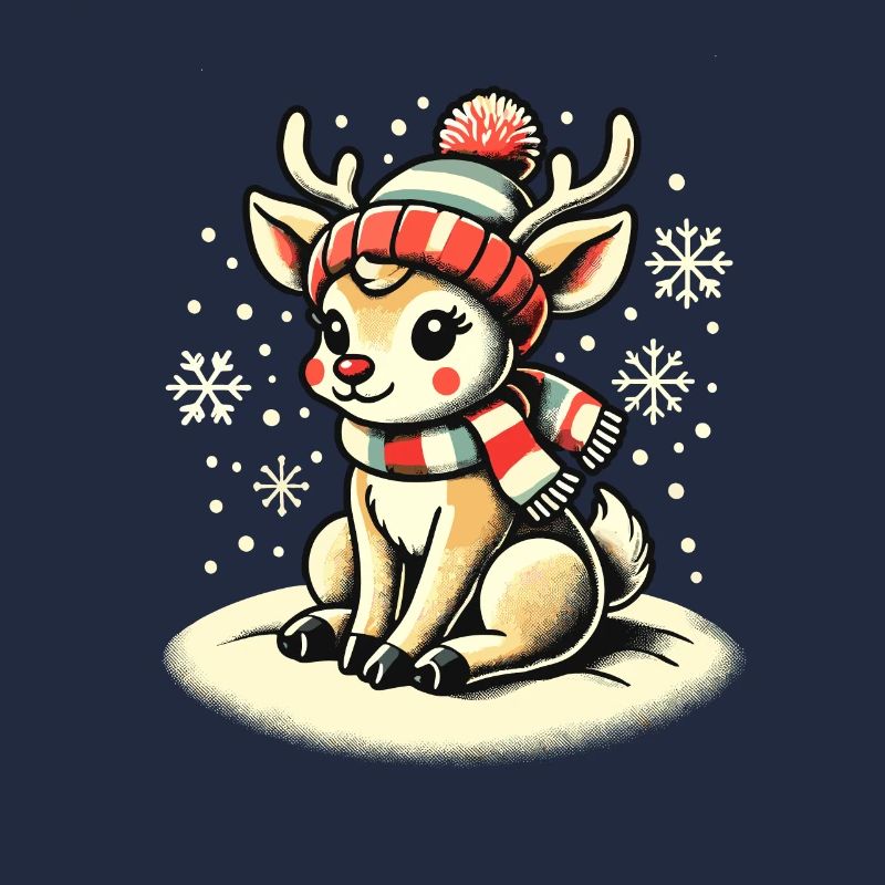 Renne mignon avec écharpe de Noël