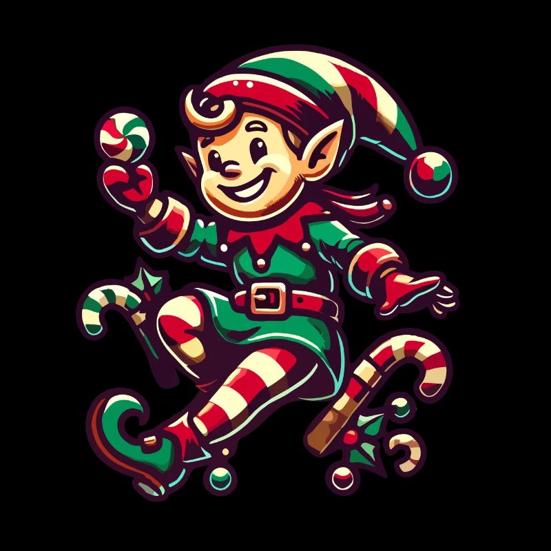 Joyeux lutin de Noël avec canne à sucre