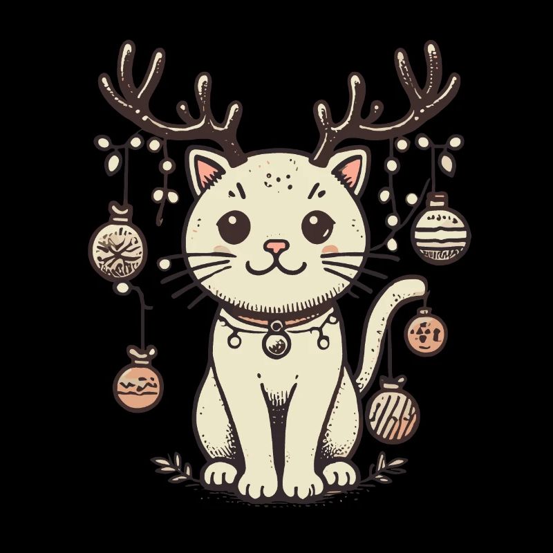 Mignon chat de Noël avec des bois