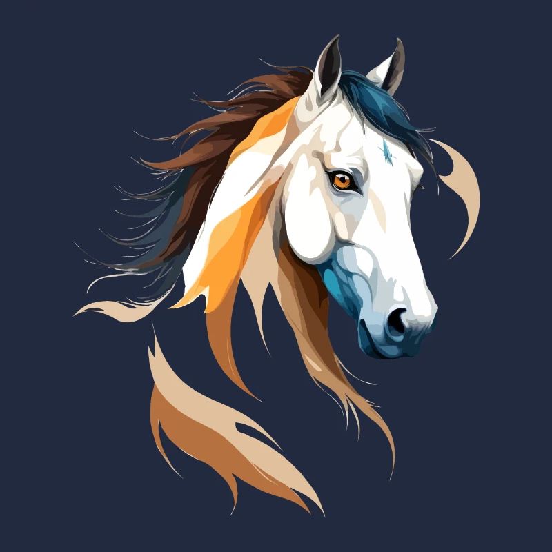 Pferd Vektor Kunst mit lebendiger Farbillustration