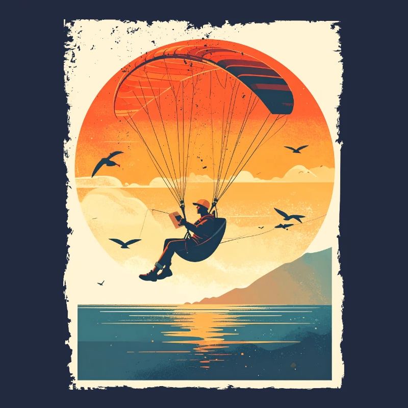 Abendstimmung mit Paragleiter über Wasser
