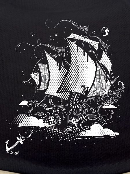 Fantastisches Segelschiff  Retro-Illustrationsstil