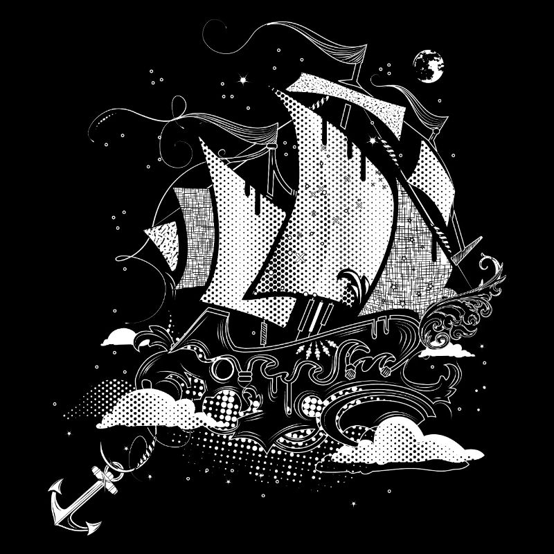 Fantastisches Segelschiff  Retro-Illustrationsstil