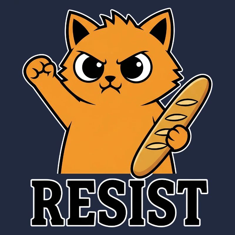 Resist Katze mit Baguette Lustiger Protest