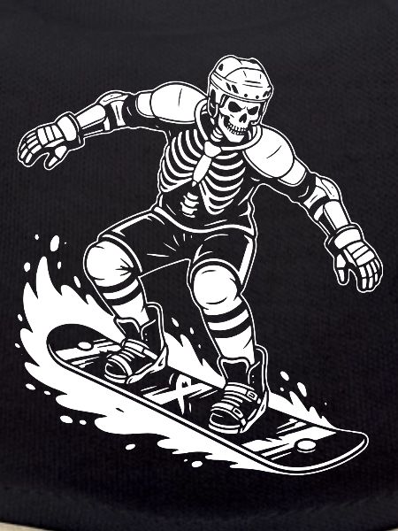Skeleton on Snowboard Wave Rider