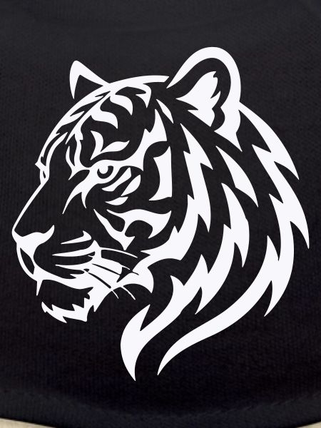 Tiger Line Head Silhouette Powerful