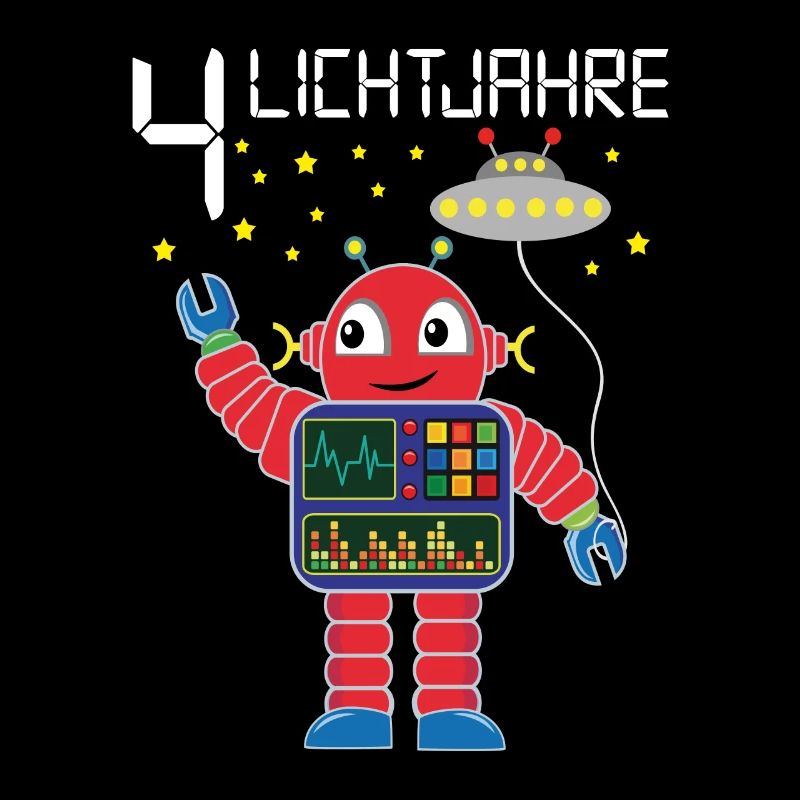Roboter gratuliert 4 Lichtjahre alt vier Jahre