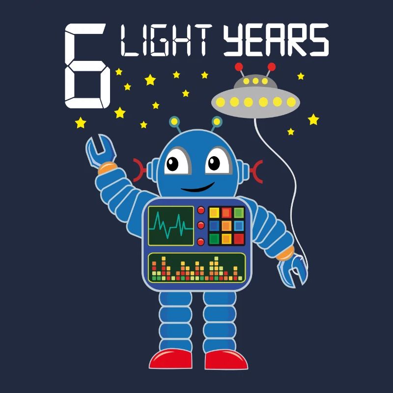 Robot congratulates 6 light years old six years old