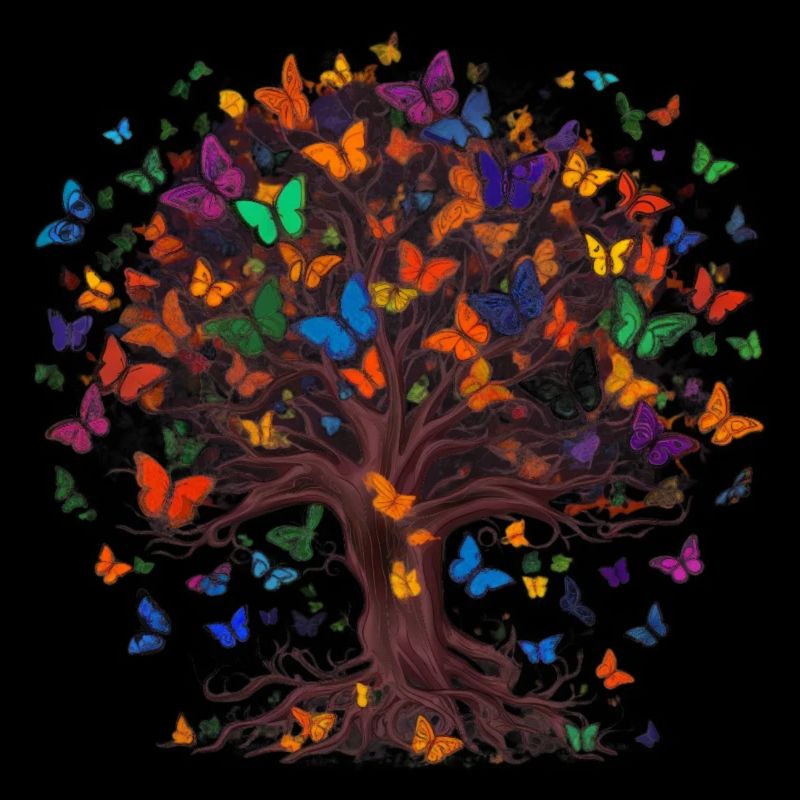 Schmetterlingsbaum Bunte Schmetterlinge Fliegen