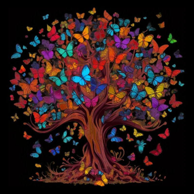 Schmetterlingsbaum Bunte Schmetterlinge Fliegen