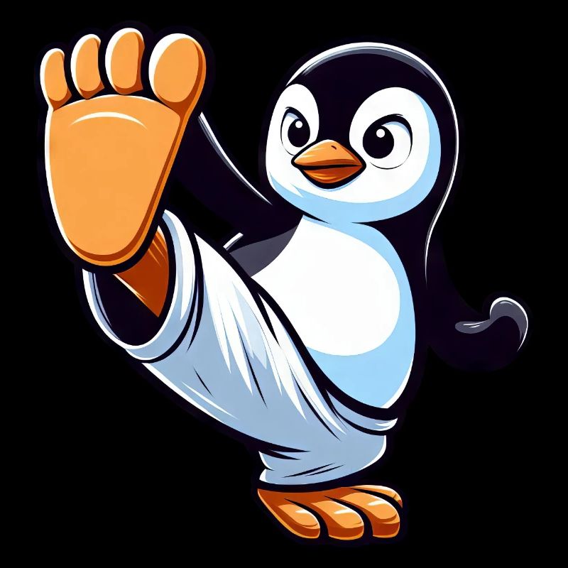Cooler Pinguin Cartoon Karate Sportlich