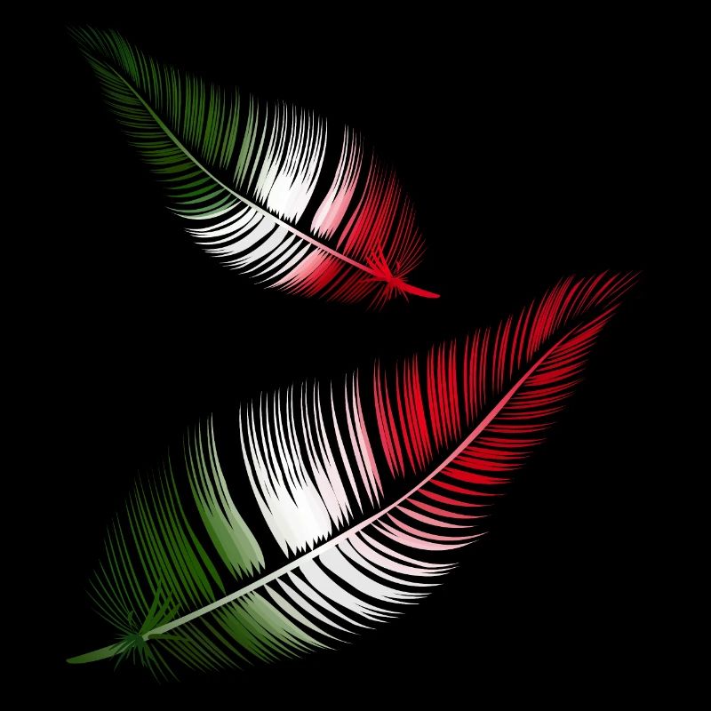 italian feathers in red white and green