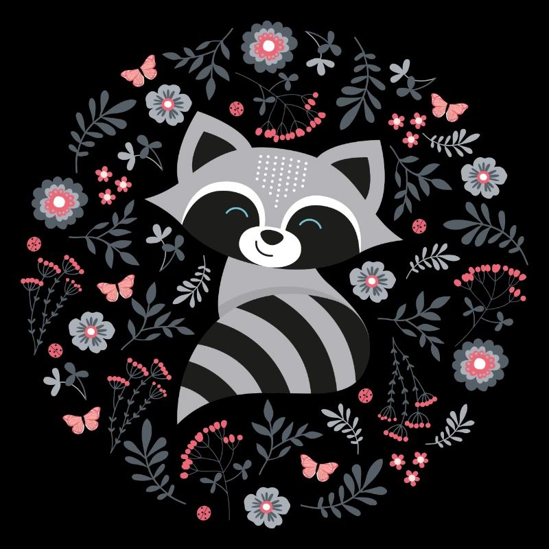 Waschbär mit Blumen