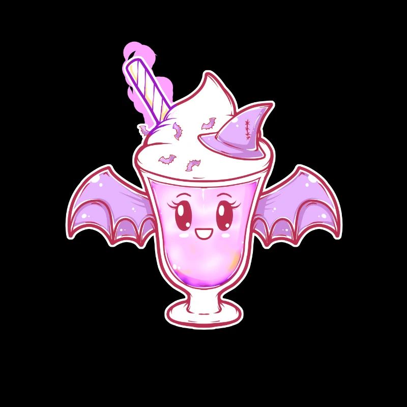 Niedlicher Fledermaus-Eisbecher mit Hexenhut