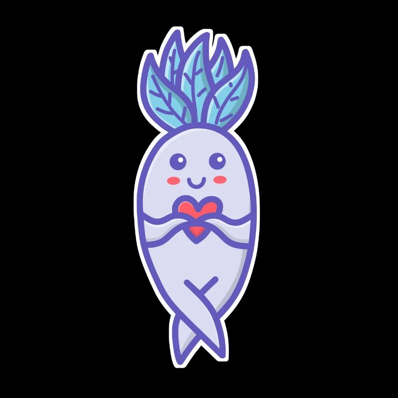 Nette Mandrake Mandragora, die ein rotes Herz hält