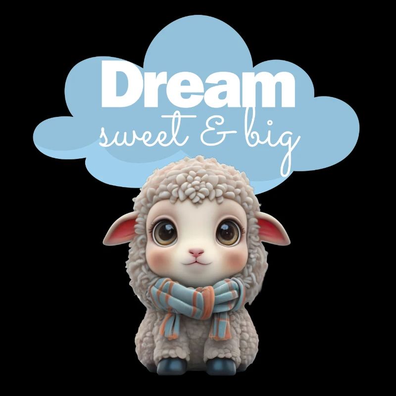 Sheep with Scarf - Dream Sweet & Big - Cloud - Blue