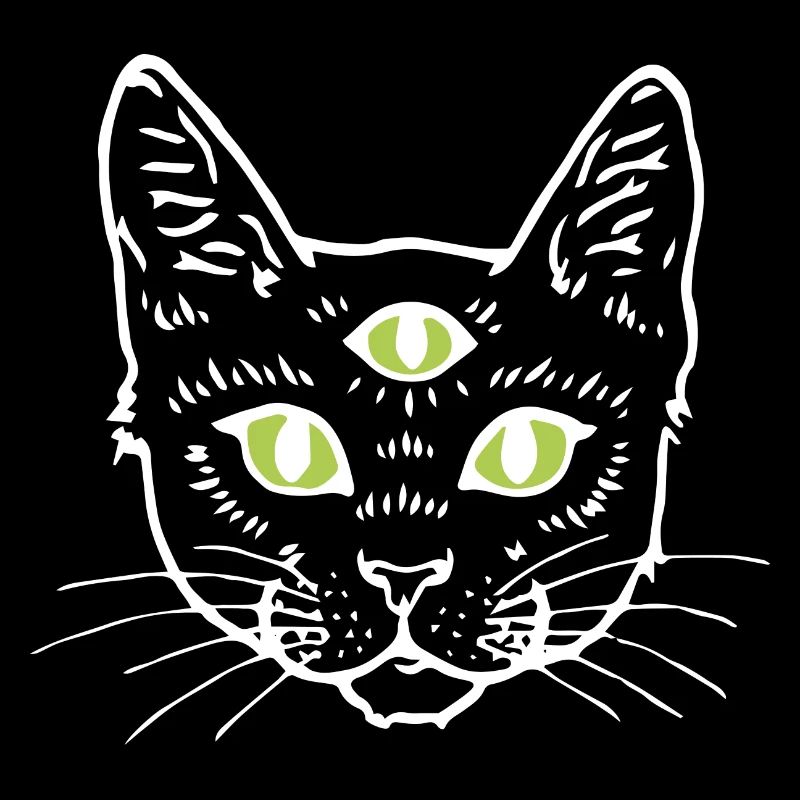 Chat avec trois yeux blanc