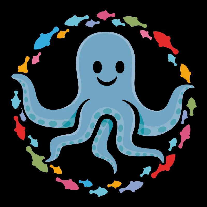 funny octopus in the colorful fish circle