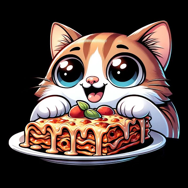 Chat aimant les lasagnes