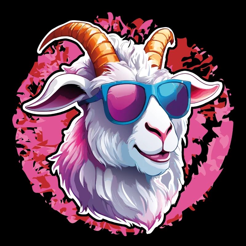 Cool bouc avec des lunettes de soleil sur une touche de couleur