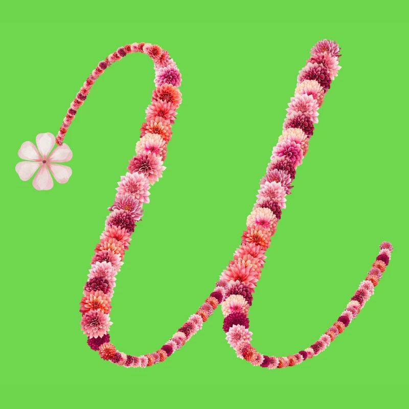 Romantisches Blumenmonogramm "U"