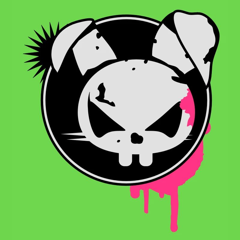 A grunge sticker with a rabbit head