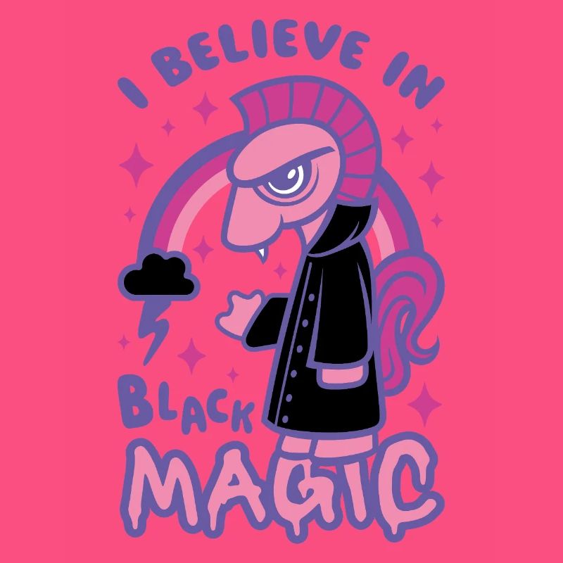 Grumpy Pink Pony Believes in Black Magic