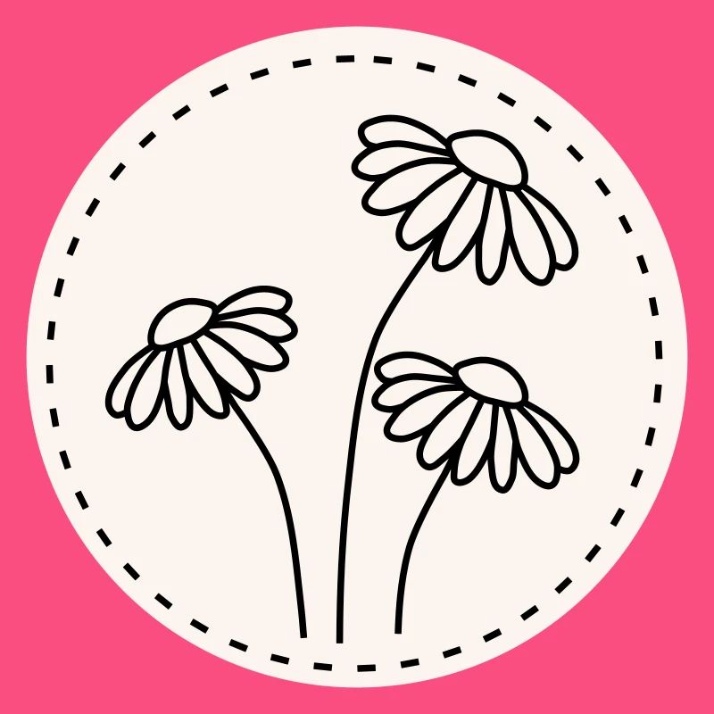 Gänseblümchen Line Art – Blumen Motiv Kreis