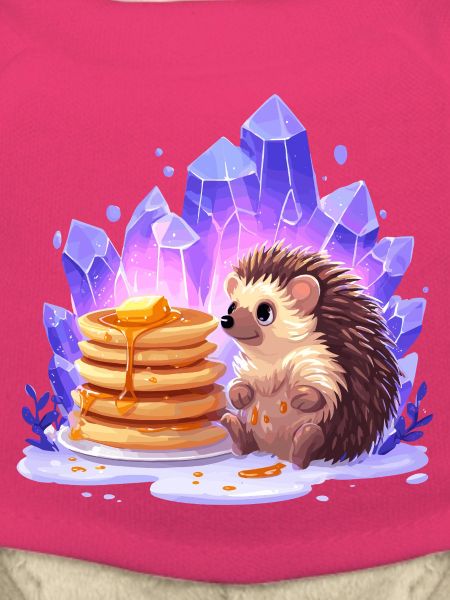 Hedgehog with pancakes and crystals